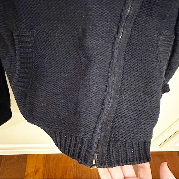 Paul & Joe Sister Isaac Navy Asymmetric Zip Front Chunky Knit Cardigan Sweater - Picture 5 of 11